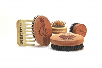 Superfurry selection of Redecker beard brushes and combs